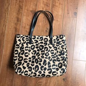 Large faux leather leopard print tote